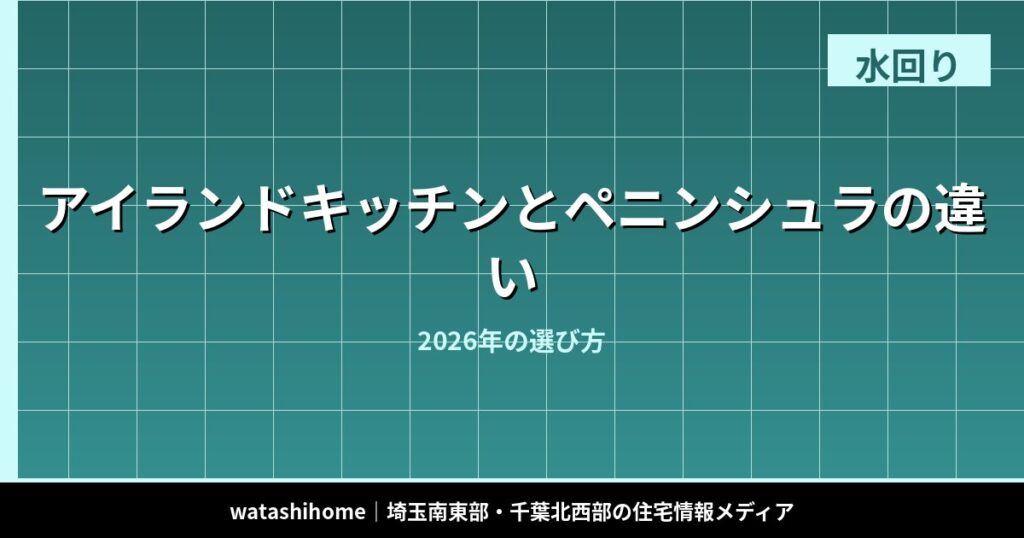 アイランドキッチンとペニンシュラの違い|2026年の選び方 のアイキャッチ画像