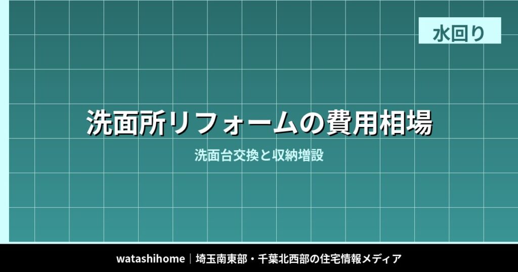 洗面所リフォームの費用相場|洗面台交換と収納増設 のアイキャッチ画像