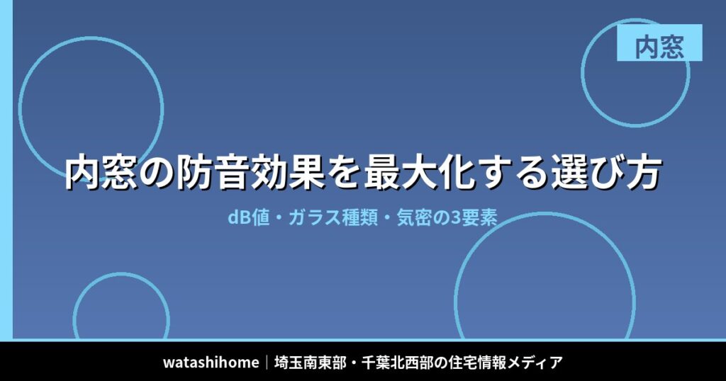 内窓の防音効果を最大化する選び方|dB値・ガラス種類・気密の3要素 のアイキャッチ画像